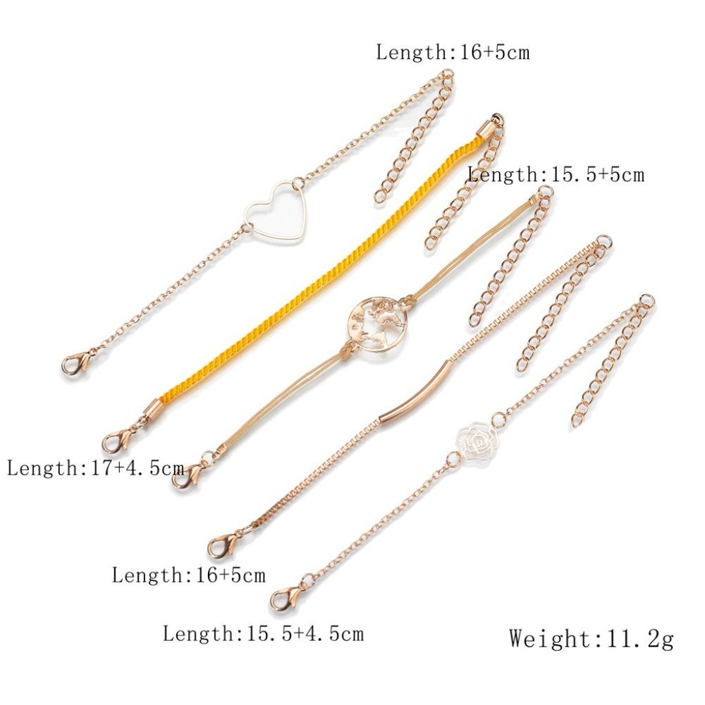 Heart Earth Orange rope Metal Bar Bracelet - Picture 4 of 5